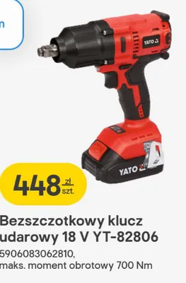 Bezszczotkowy klucz udarowy 18 V YT-82806 YATO promocja w Castorama