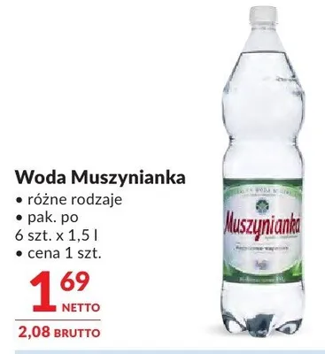Woda Muszynianka różne rodzaje promocja w Makro