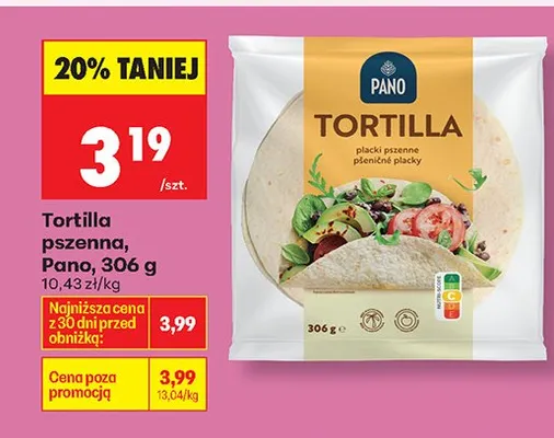 Tortilla pszenna Pano 306g promocja w Biedronka