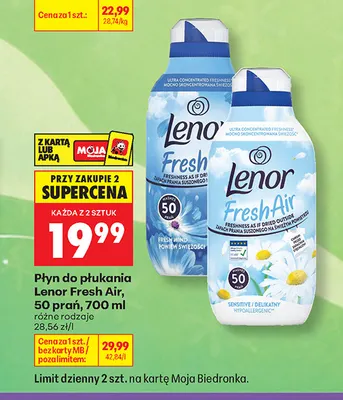 Płyn do płukania Lenor Fresh Air 50 prań promocja w Biedronka