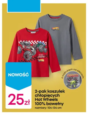 Koszulki chłopięce Hot Wheels 2-pak promocja w Pepco