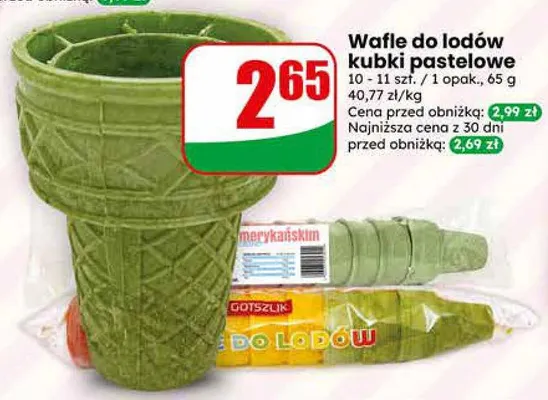 Wafle do lodów kubki pastelowe Gotszlik promocja w Dino