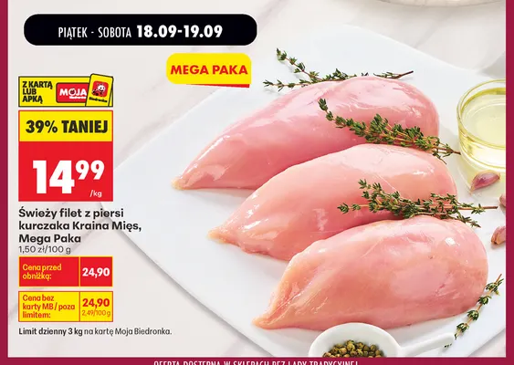 Świeży filet z piersi kurczaka Kraina Mięs Mega Paka promocja w Biedronka