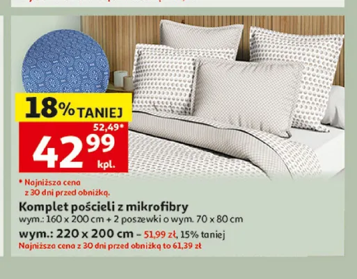 Komplet pościeli z mikrofibry Actuel 160x200 cm promocja w Auchan