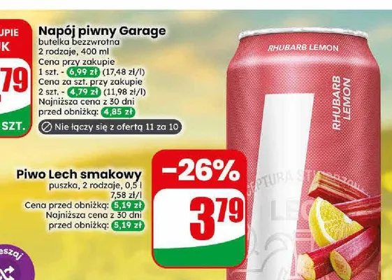 Piwo bezalkoholowe Lech Free Rhubarb Lemon promocja w Dino