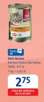 Karma mokra dla kotów Dein Bestes promocja w Drogerie DM