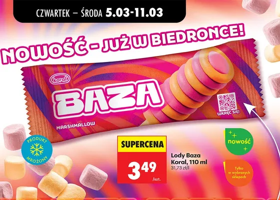 Lody Baza marshmallow promocja w Biedronka