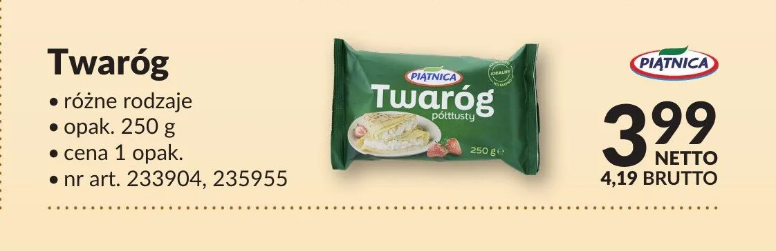 Twaróg półtłusty Piątnica promocja w Makro