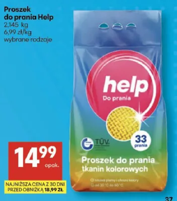 Proszek do prania Help tkanin kolorowych promocja w Delikatesy Centrum
