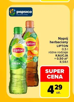 Napój herbaciany Lipton Peach promocja w Carrefour Market