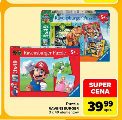 Puzzle Ravensburger 3x49 elementów promocja w Carrefour