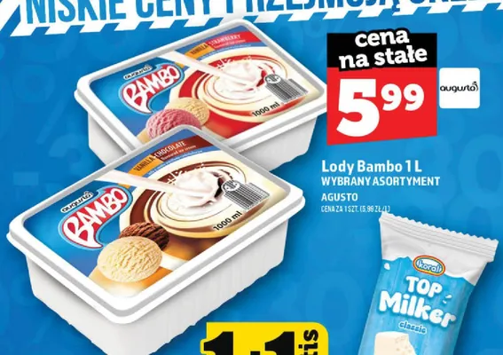 Lody Bambo Vanilla-Strawberry Augusto promocja w TOPAZ
