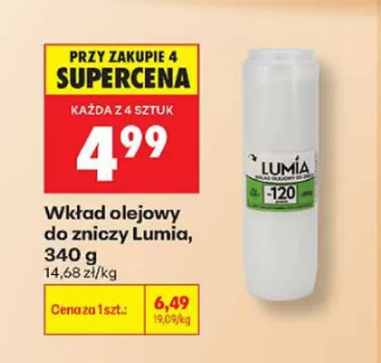 Wkład olejowy do zniczy Lumia 340 g promocja w Biedronka