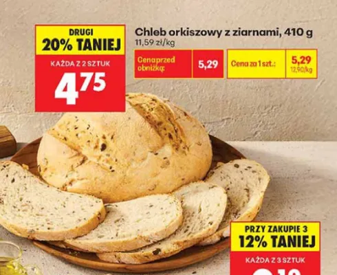 Chleb orkiszowy z ziarnami promocja w Biedronka