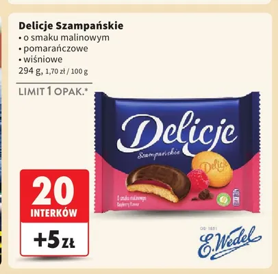 Delicje Szampańskie wiśniowe E.Wedel promocja w Intermarche