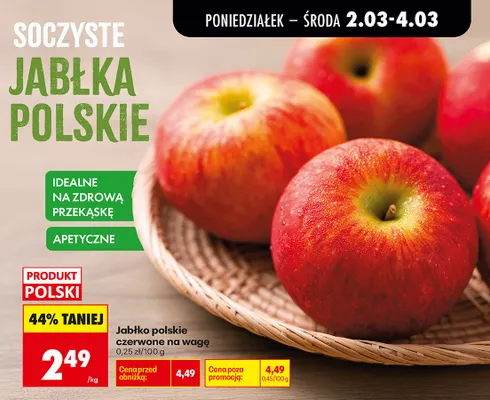 Jabłka polskie czerwone na wagę promocja w Biedronka