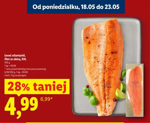 Łosoś atlantycki filet ze skórą XXL Lidl promocja w Lidl