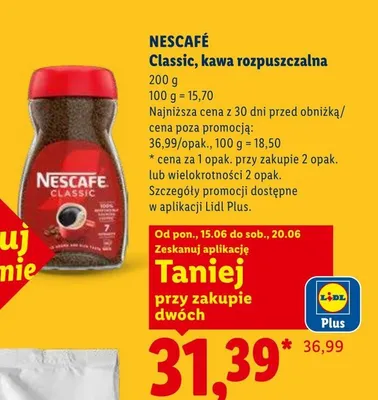 Kawa rozpuszczalna Nescafe Classic promocja w Lidl