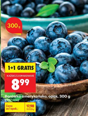 Borówka amerykańska 1+1 GRATIS promocja w Biedronka