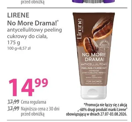 Peeling cukrowy antycellulitowy do ciała Lirene No More Drama! promocja w Hebe