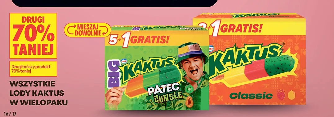 Lody Big Kaktus Patec Jungle 6-pak promocja w Biedronka
