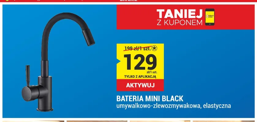 Bateria Mini Black umywalkowo-zlewozmywakowa elastyczna promocja w Merkury Market