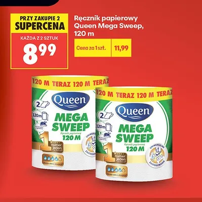 Ręcznik papierowy Queen Mega Sweep 120m promocja w Biedronka