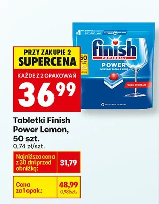 Tabletki do zmywarki Power Lemon, 50 szt. Finish promocja w Biedronka
