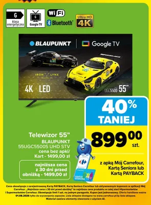 Telewizor BLAUPUNKT 55UGC5500S UHD STV 55" promocja w Carrefour