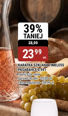 Karafka szklana Timeless Pasabahce 0,94 l promocja w bi1