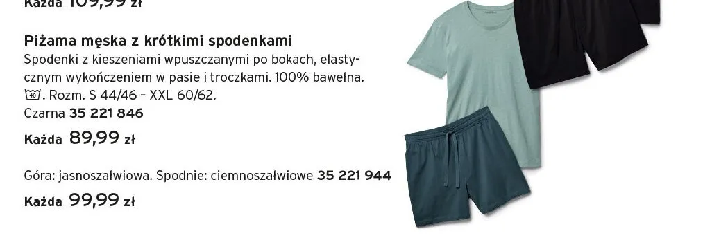 Piżama męska z krótkimi spodenkami czarna Tchibo promocja w Tchibo