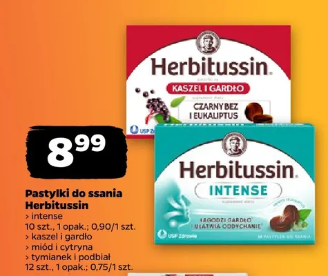 Pastylki do ssania Herbitussin tymianek i podbiał promocja w Netto