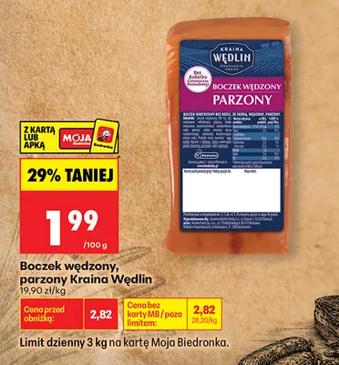 Boczek wędzony parzony Kraina Wędlin promocja w Biedronka