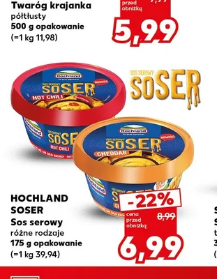 Sos serowy Soser Cheddar Hochland promocja w Kaufland