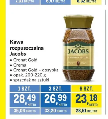 Kawa rozpuszczalna Jacobs Crema promocja w Makro