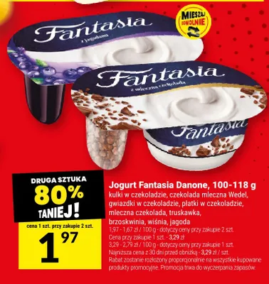 Jogurt Fantasia Danone gwiazdki w czekoladzie promocja w Twój Market