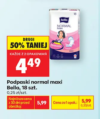 Podpaski normal maxi Bella promocja w Biedronka
