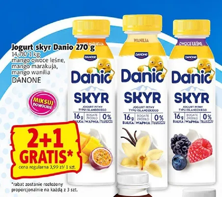 Jogurt pitny skyr Danio mango marakuja promocja w Prim Market