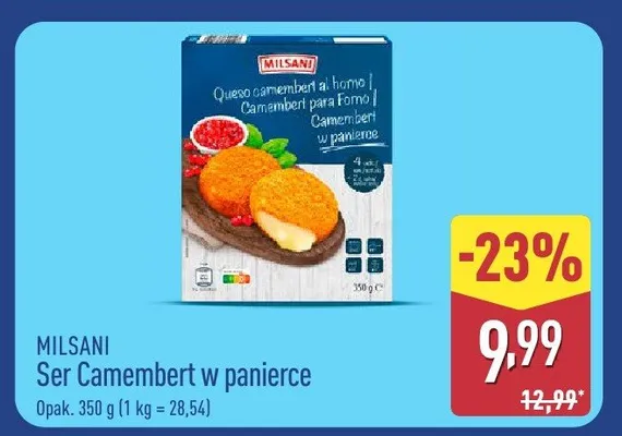 Ser Camembert w panierce Milsani promocja w Aldi