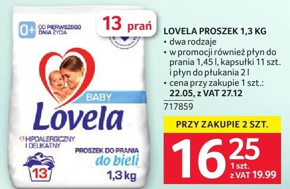 Proszek do prania Lovela Baby do bieli 1,3kg promocja w Selgros