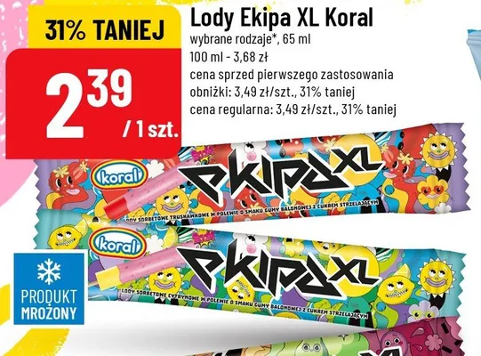 Lody Ekipa XL Koral truskawkowe 65ml promocja w POLOmarket