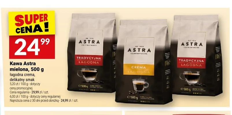 Kawa mielona Astra Tradycyjna Łagodna promocja w Twój Market