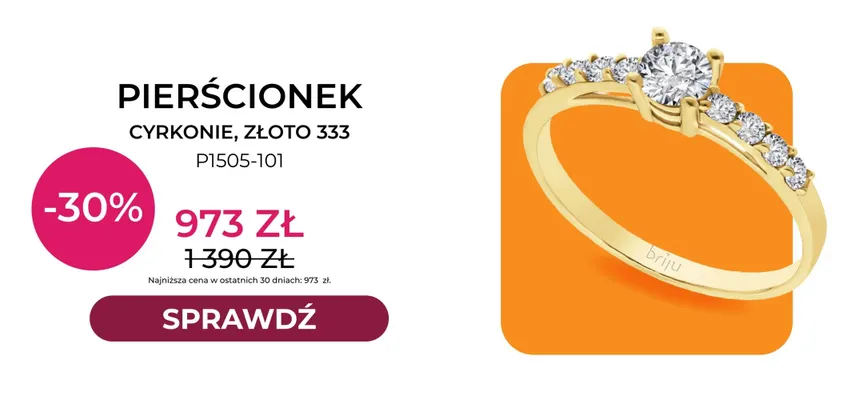 Pierścionek cyrkonie złoto 333 P1505-101 Briju promocja w Briju