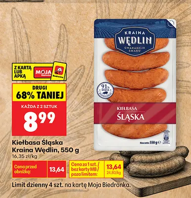 Kiełbasa śląska Kraina Wędlin promocja w Biedronka