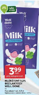 Mleko MLEKO UHT 3,2% BEZ LAKTOZY WELL DONE promocja w Stokrotka