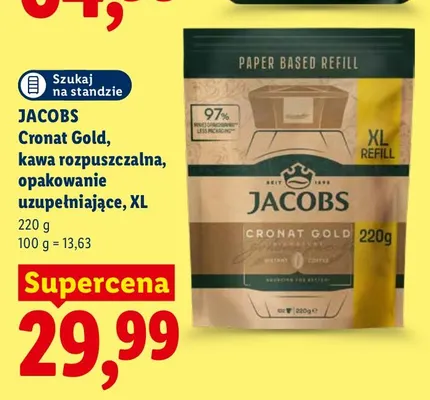 Kawa rozpuszczalna Jacobs Cronat Gold opakowanie uzupełniające XL promocja w Lidl