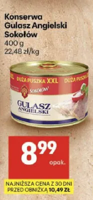 Konserwa Gulasz Angielski Sokołów promocja w Delikatesy Centrum