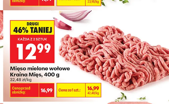 Mięso mielone wołowe Kraina Mięs promocja w Biedronka