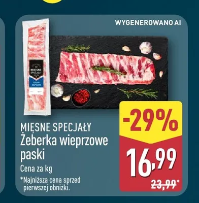 Żeberka wieprzowe paski Mięsne Specjały promocja w Aldi