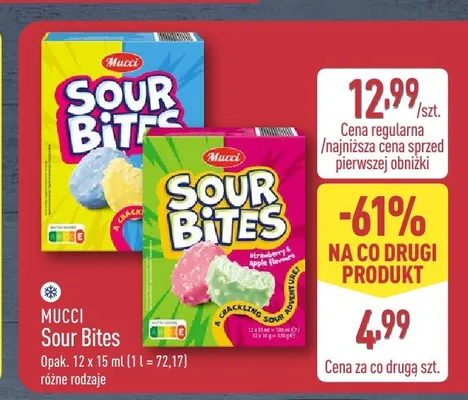 Lody Mucci Sour Bites truskawka-jabłko promocja w Aldi